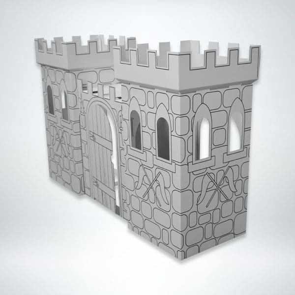 FunDeco Castle Playhouse black and white side view