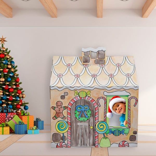 FunDeco Gingerbread Playhouse colored in mock playroom