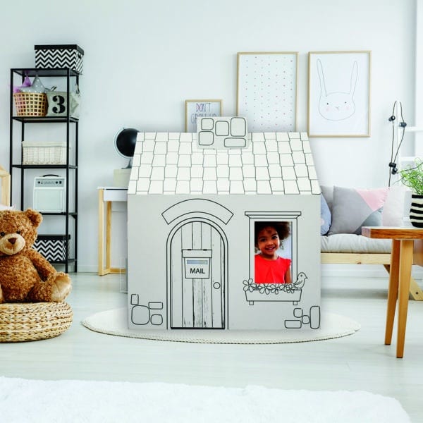FunDeco Traditional Playhouse in mock playroom